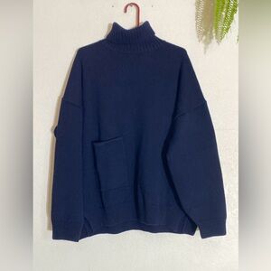 TIBI 100% Cashmere Pullover Turtleneck Sweater Blue MINT! MSRP $795 Rare Find